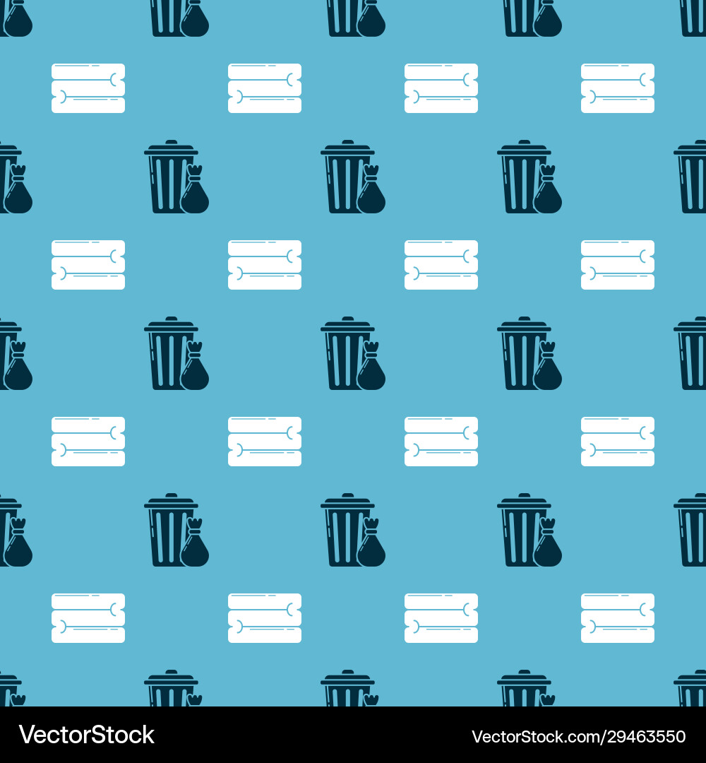 Set trash can and garbage bag towel stack Set trash can and garbage bag towel stack Vector Image