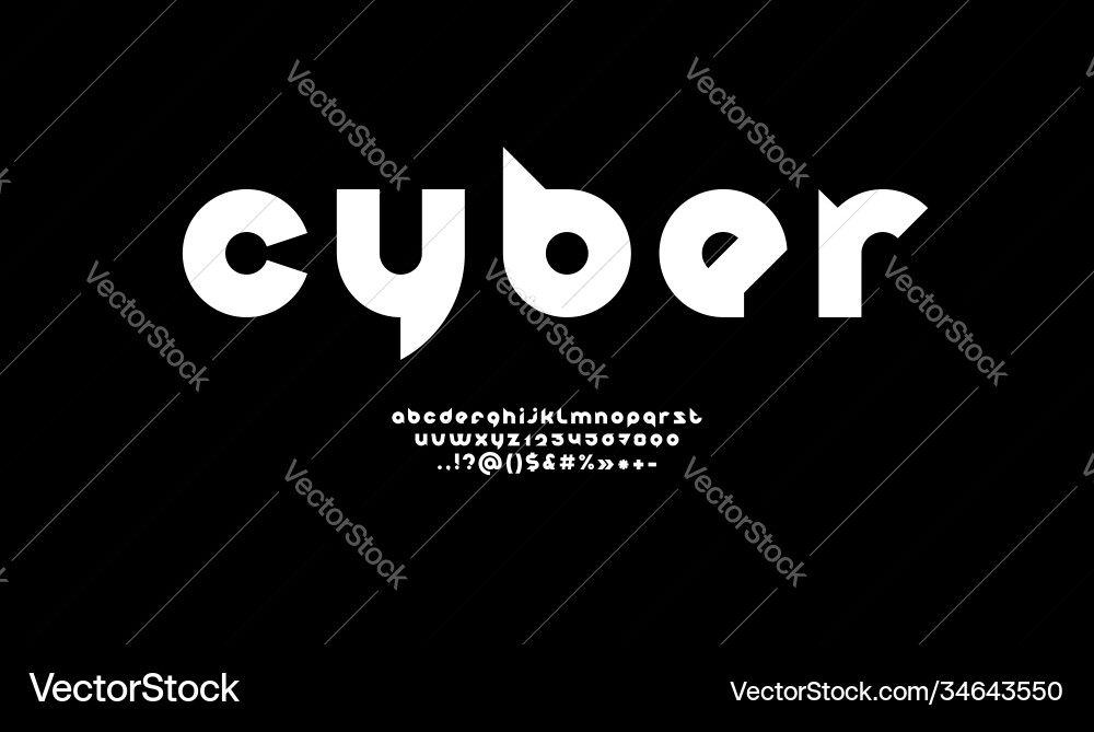 Technical font rounded alphabet Technical font rounded alphabet Vector Image