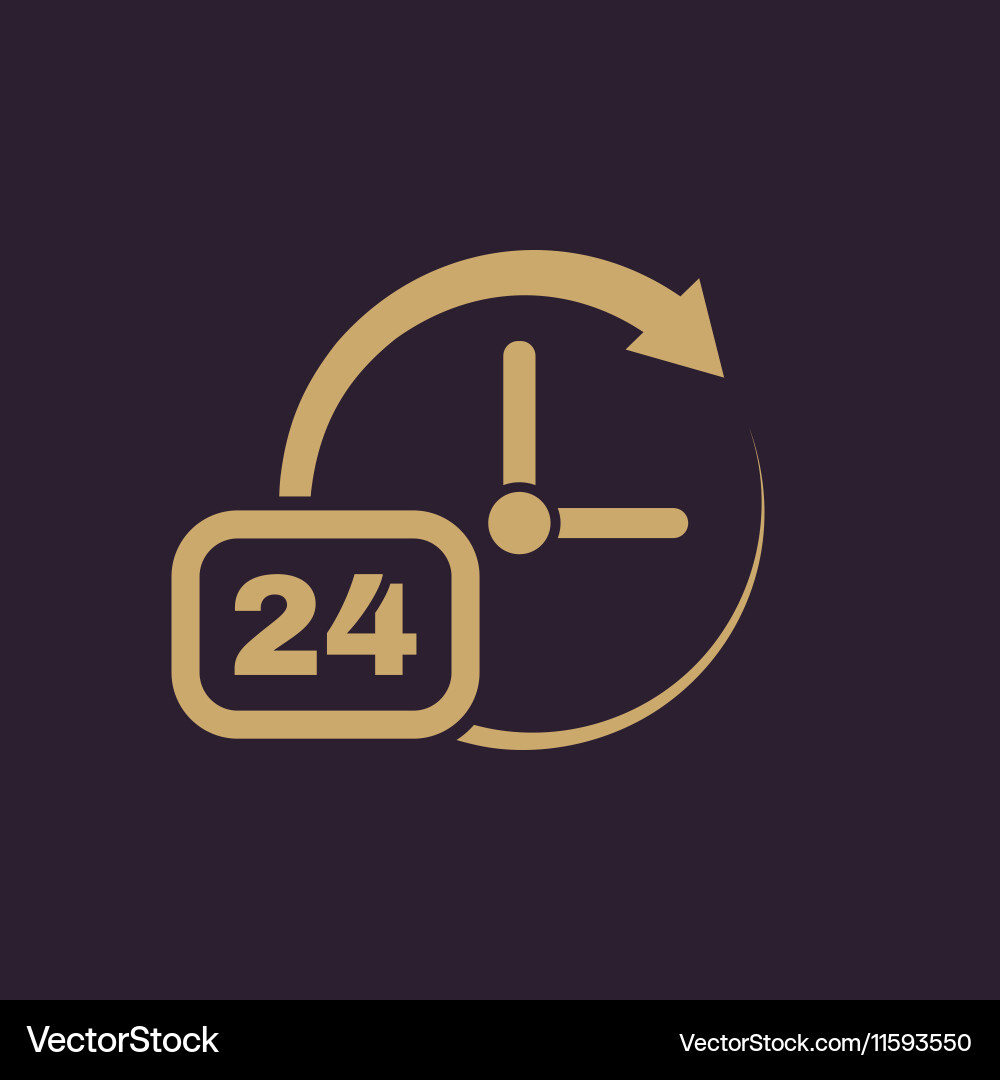 Time clock icon and watch timer 24 hours vector image