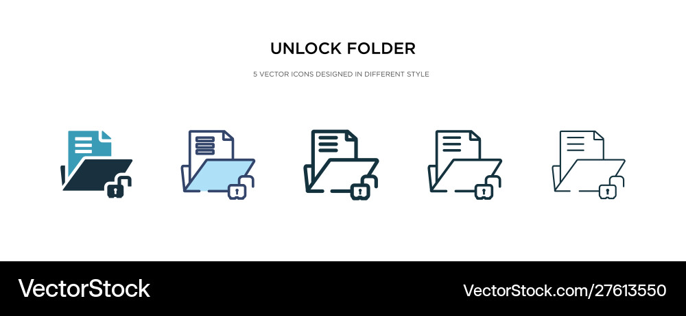 Unlock folder icon in different style two Vector Image