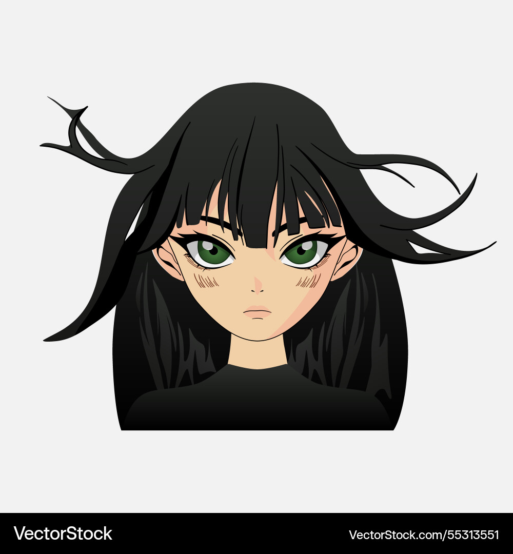 Anime girl portrait kawaii cute young woman face vector image