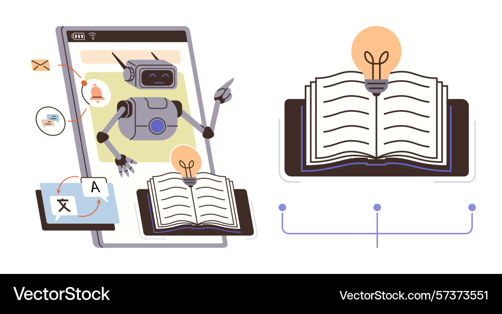 Artificial intelligence and e-learning concept Artificial intelligence and e-learning concept vector image