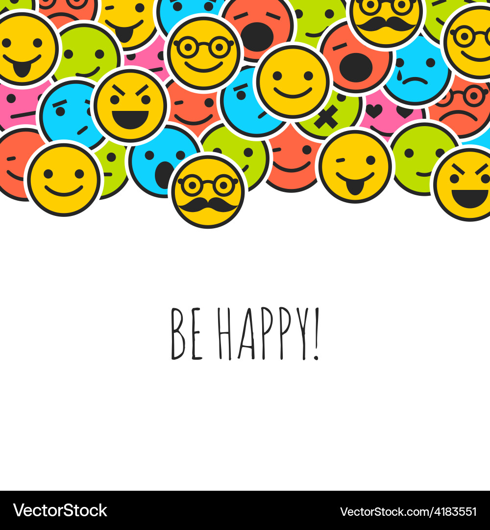 Background with color emoticons and place for text Vector Image