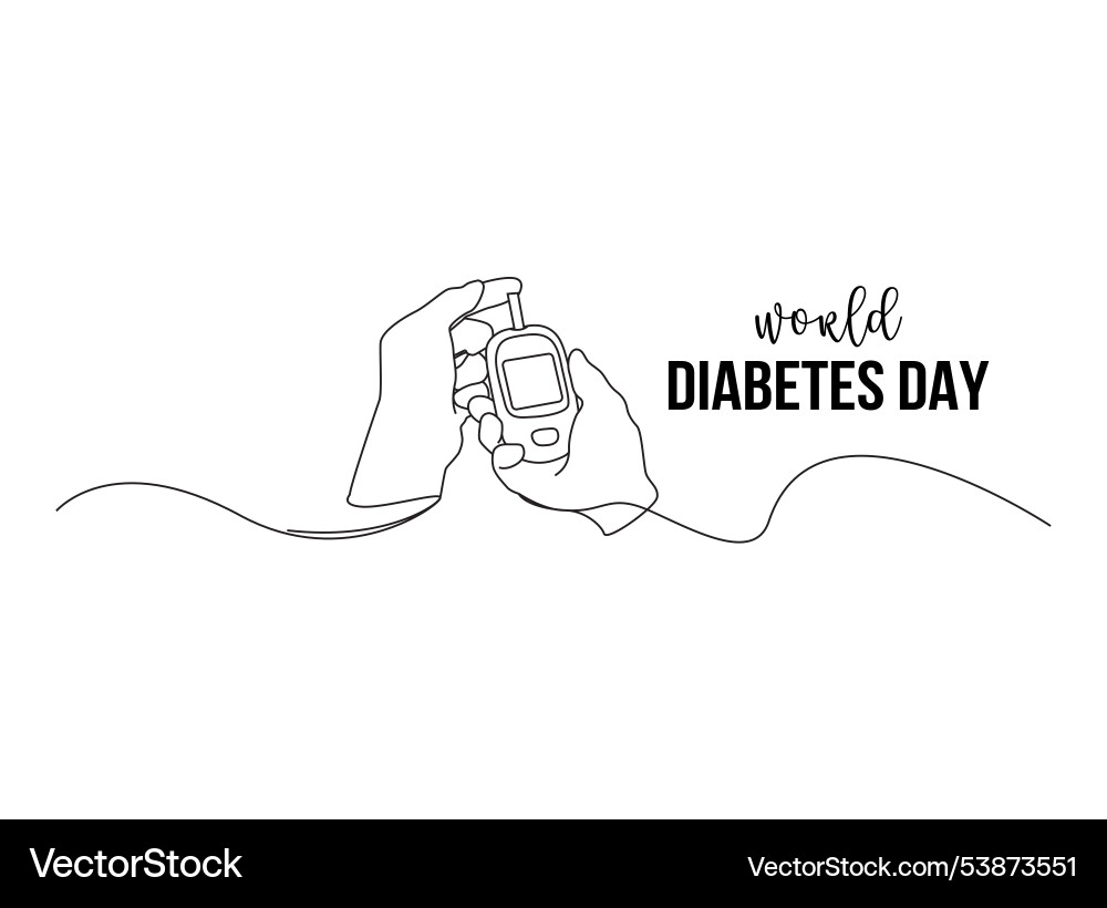 Continuous one line drawing hand using glucometer Vector Image
