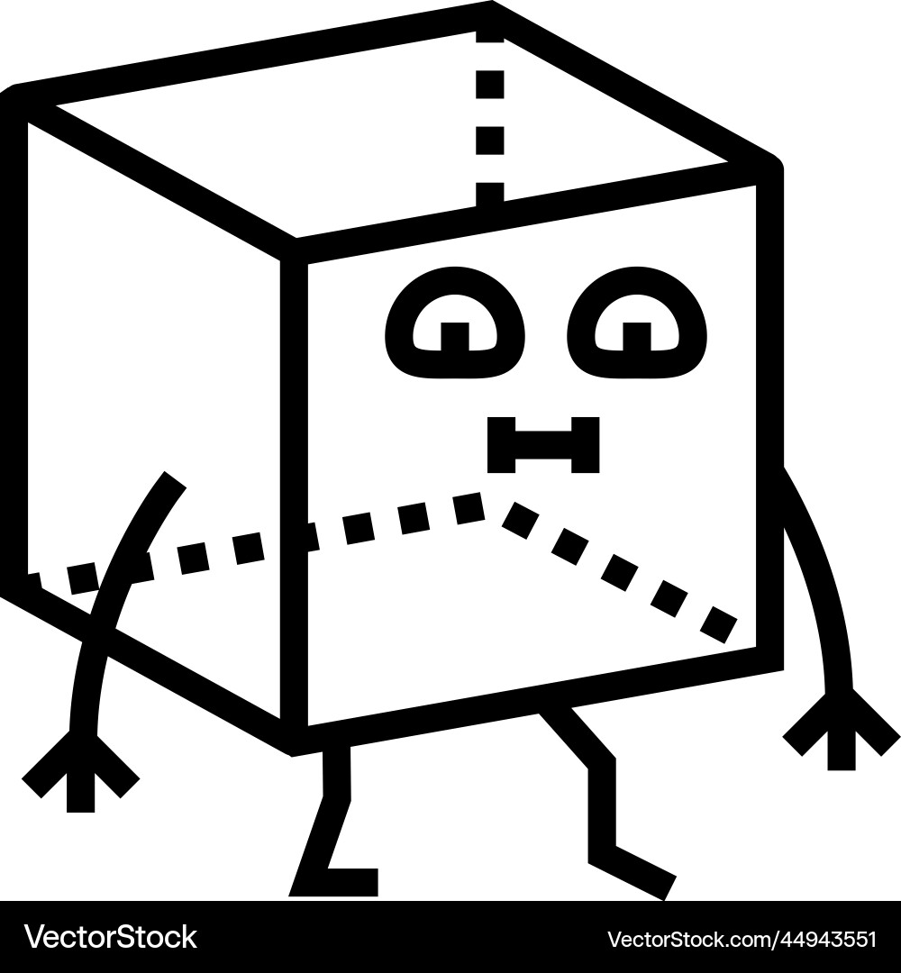 Cube geometric shape character line icon Cube geometric shape character line icon vector image