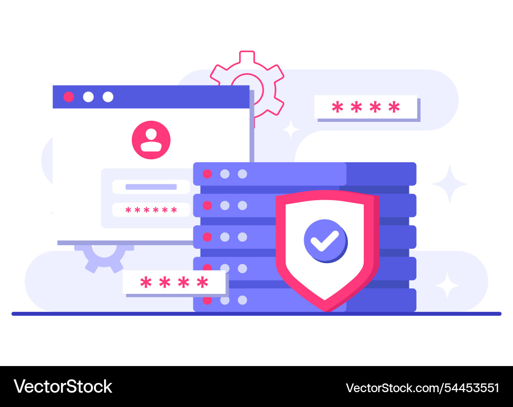 Database protection cyber security data center Database protection cyber security data center Vector Image