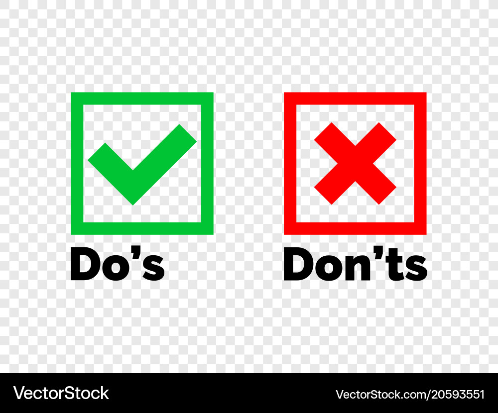 Do & Don't Checkmarks - Red Cross & Tick Icons vector image