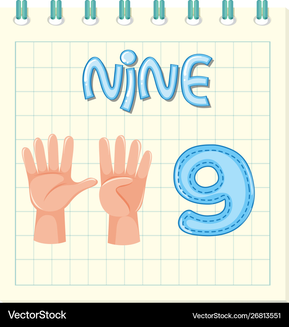 Flashcard design with number nine Flashcard design with number nine vector image