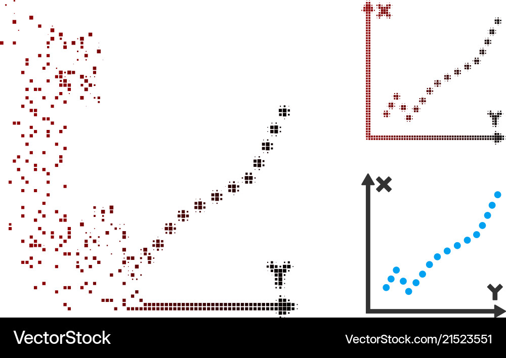 Fragmentiertes Pixel-Halbton-Funktions-Plot-Symbol Fragmentiertes Pixel-Halbton-Funktions-Plot-Symbol vektorbild