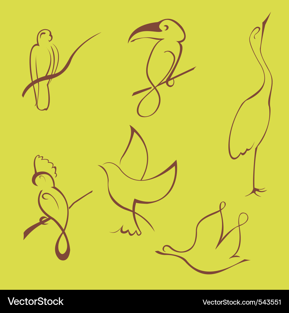 Ink Bird Sketches Vector Image