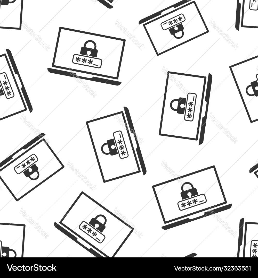 Laptop with password icon in flat style computer Laptop with password icon in flat style computer vector image