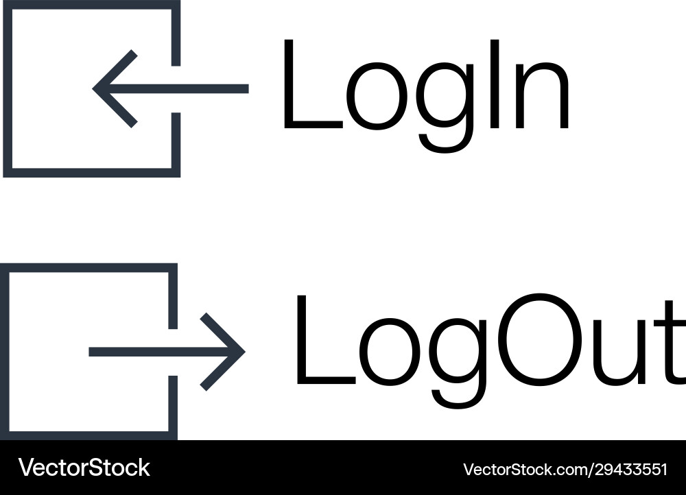 Log in and out icons set can be used for apps Log in and out icons set can be used for apps vector image