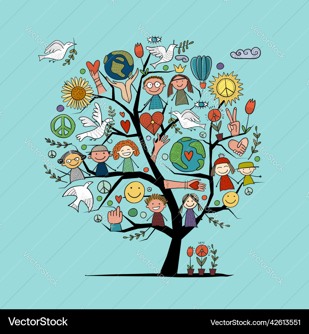 Peaceful Tree of Unity vector image