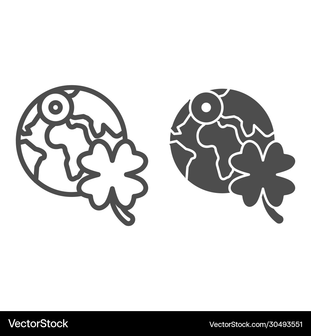 Planet with clover line and solid icon globe Planet with clover line and solid icon globe vector image