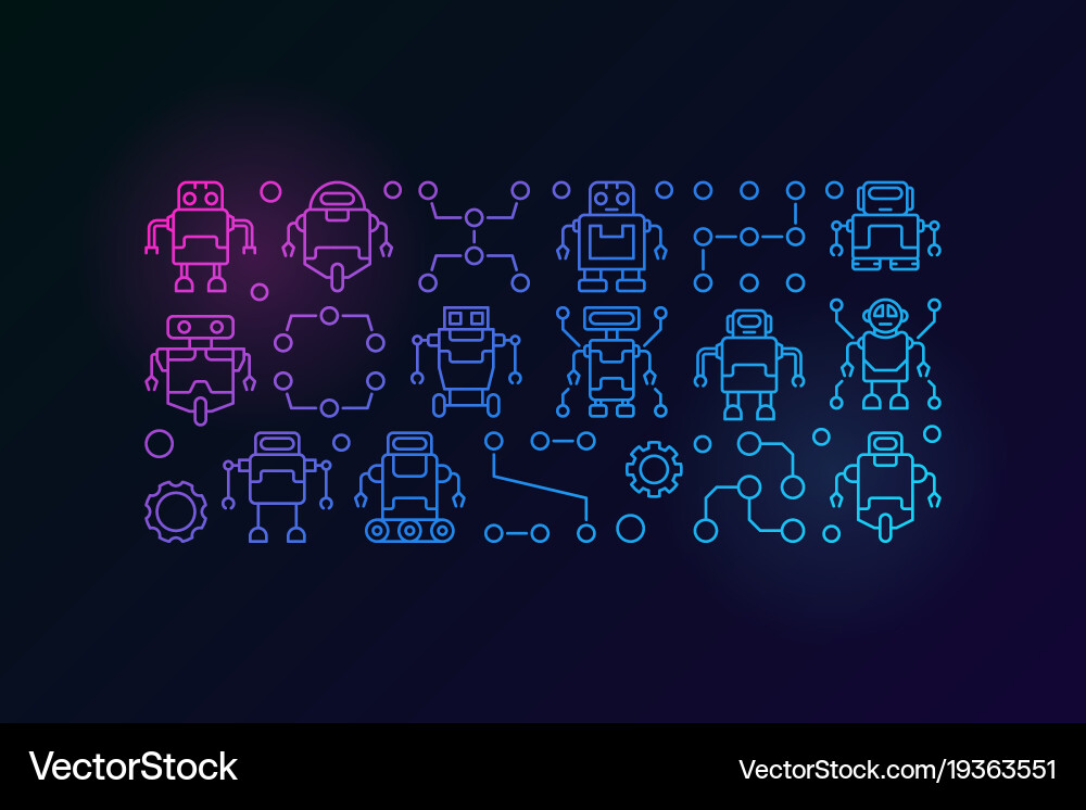 Robots colorful horizontal vector image