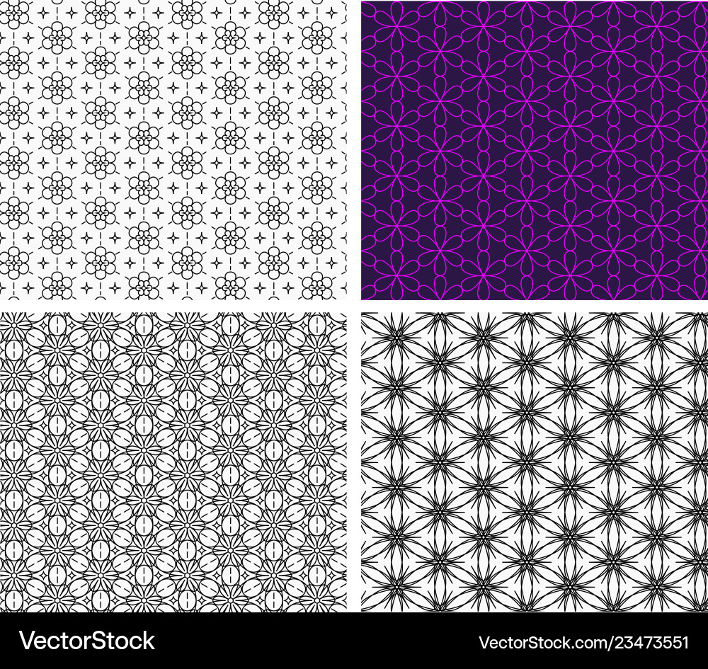 Seamless flower pattern in linear style vector image