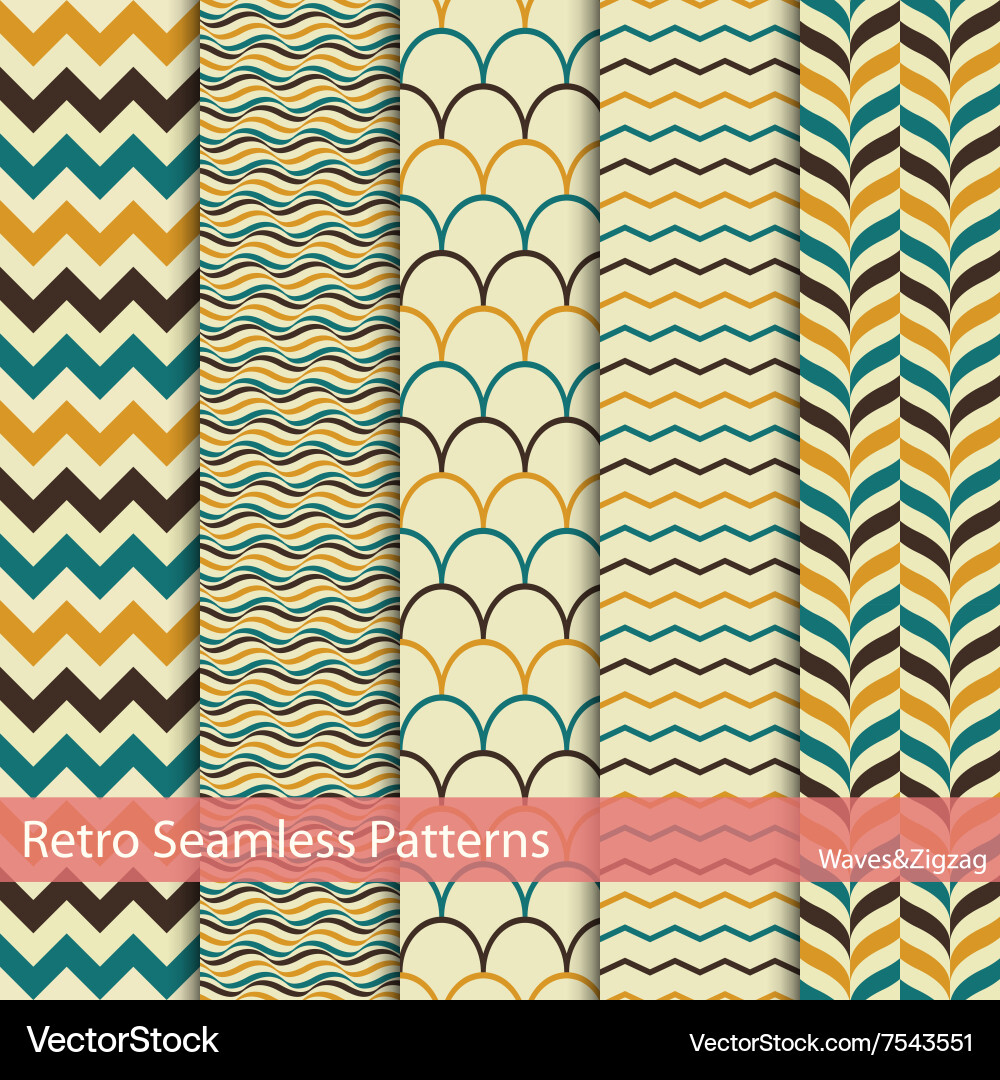 Set of 5 retro seamless patterns vector image