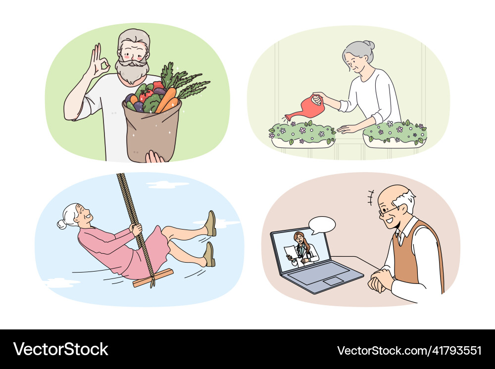 Smiling Seniors Enjoying Retirement Vector Image