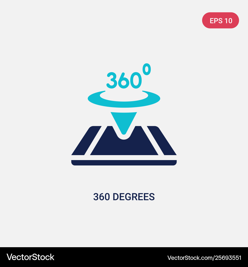 Two color 360 degrees icon from augmented reality Two color 360 degrees icon from augmented reality vector image