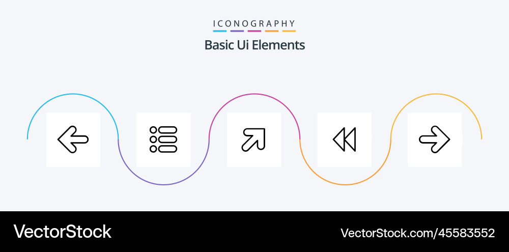 Basic ui elements line 5 icon pack including vector image