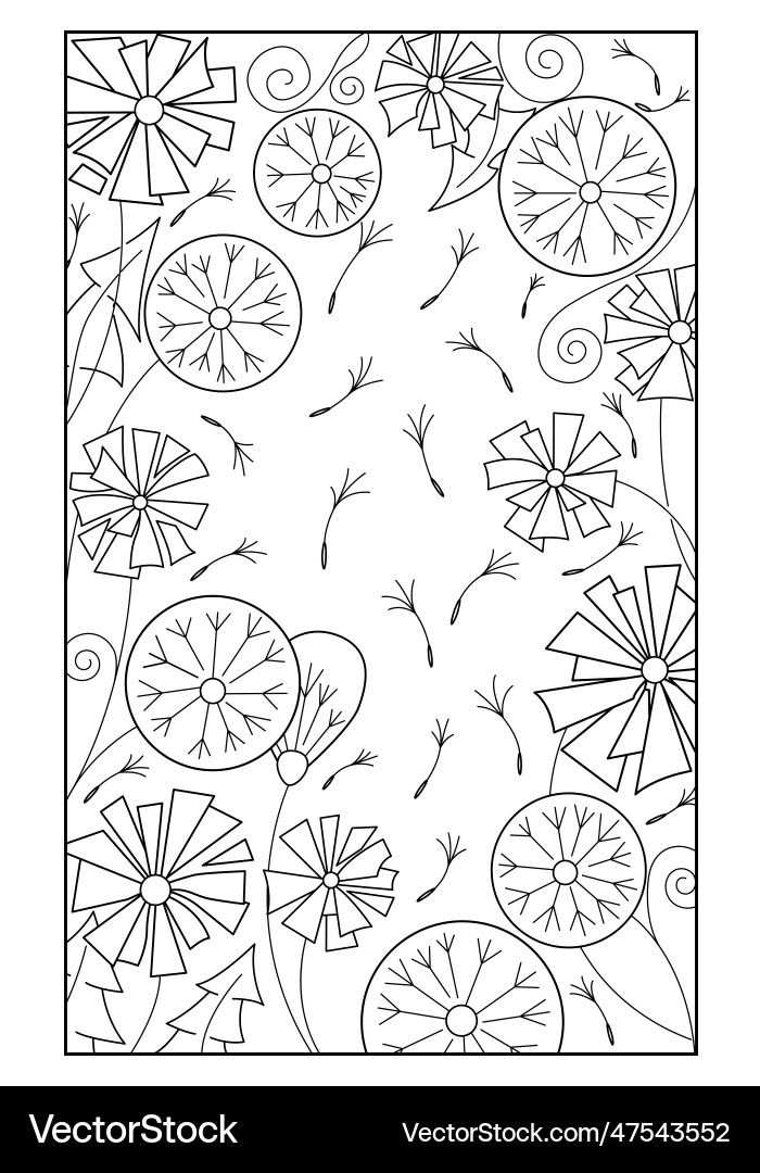 Beautiful frame of contour dandelions stylish Beautiful frame of contour dandelions stylish vector image