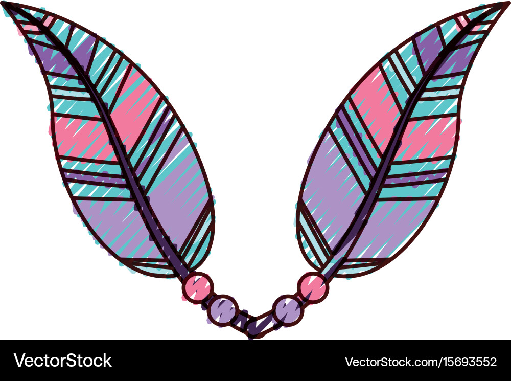 Boho style decorative feathers vector image