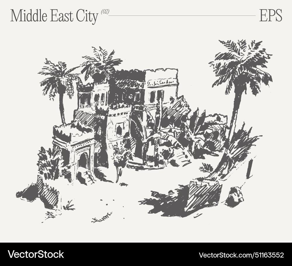 Buildings in the middle east city oasis desert Buildings in the middle east city oasis desert vector image