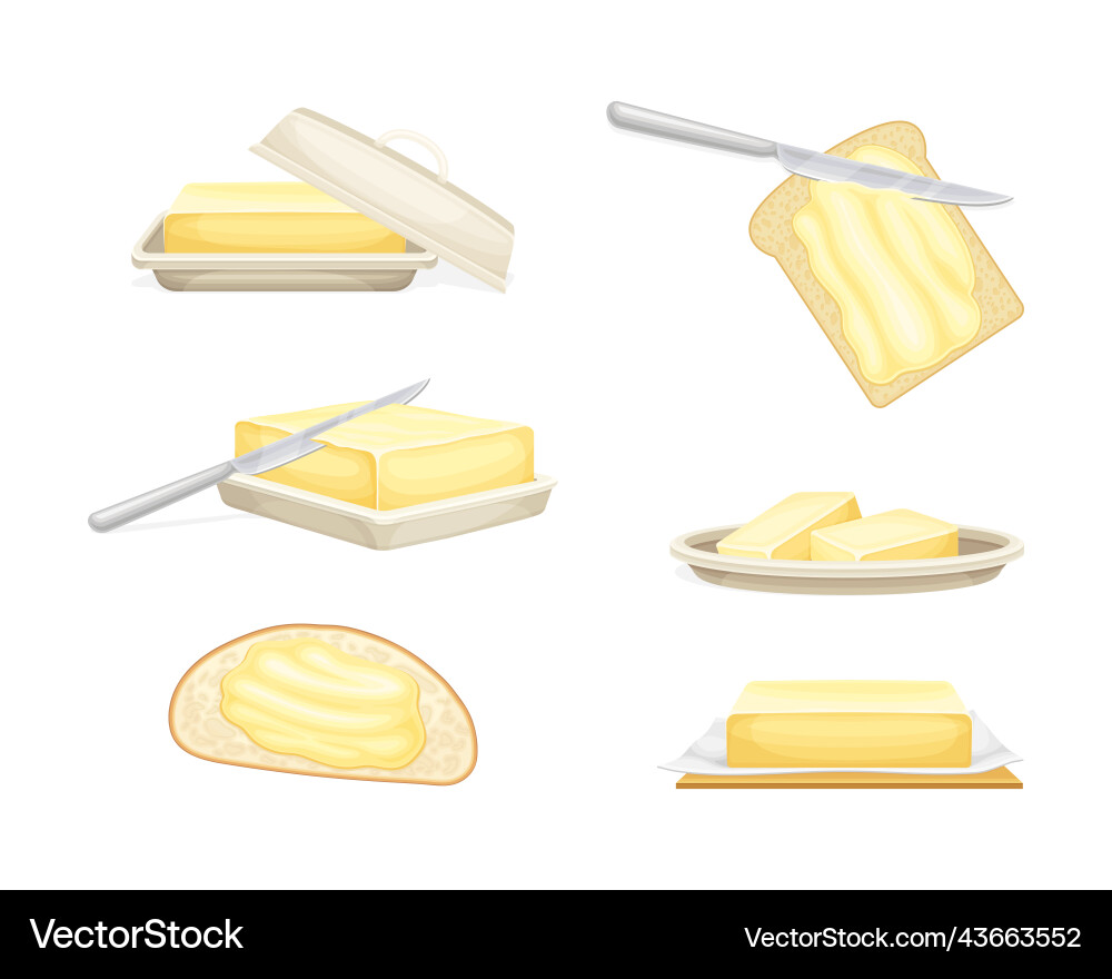 Butter chunk with knife spreading it on slice Vector Image