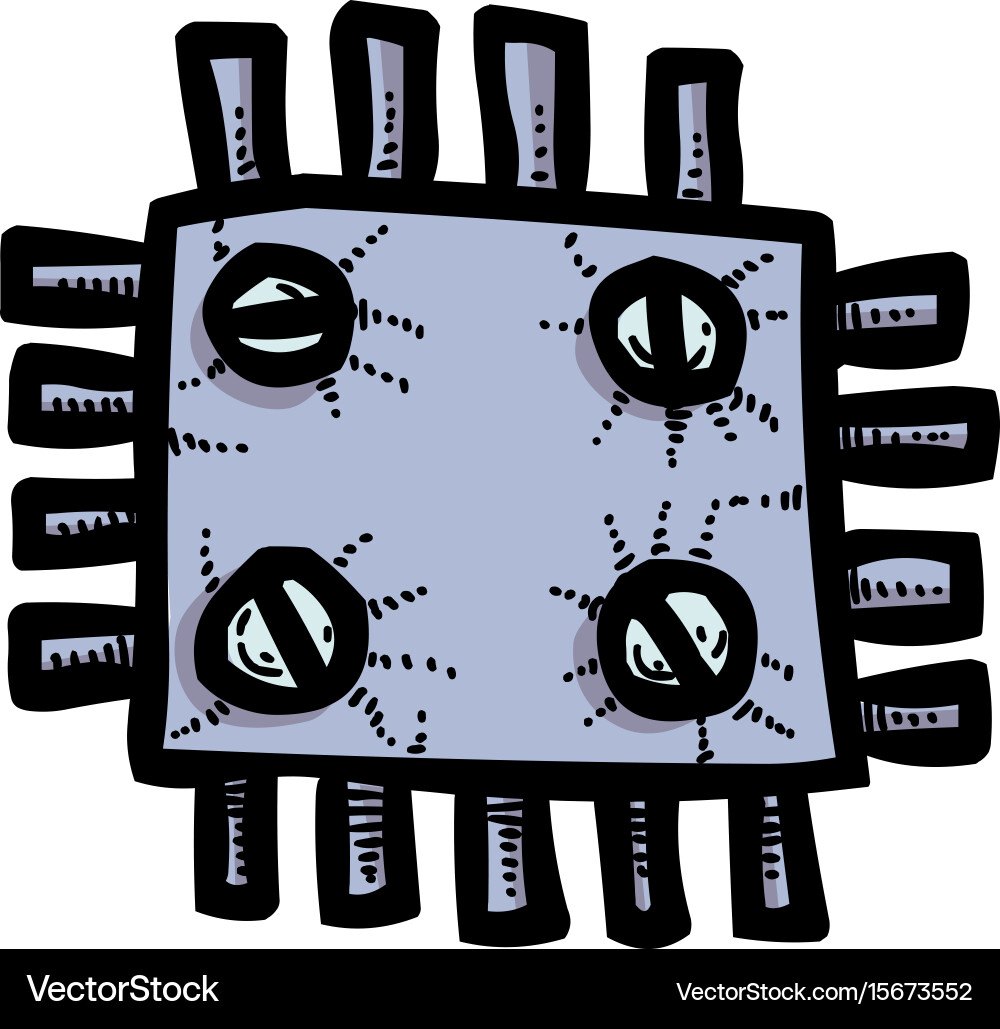 Cartoon image of technology icon microchip symbol vector image