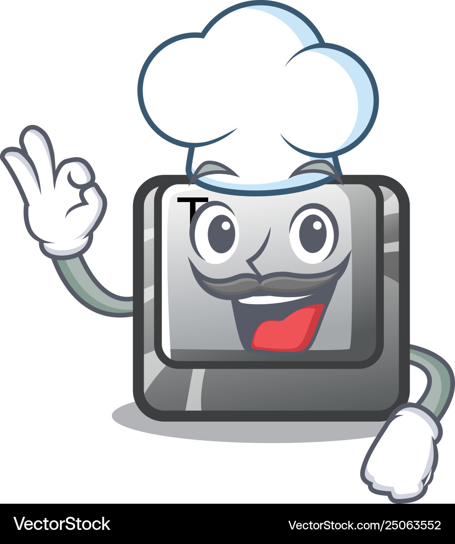 Chef t button installed on character computer vector image