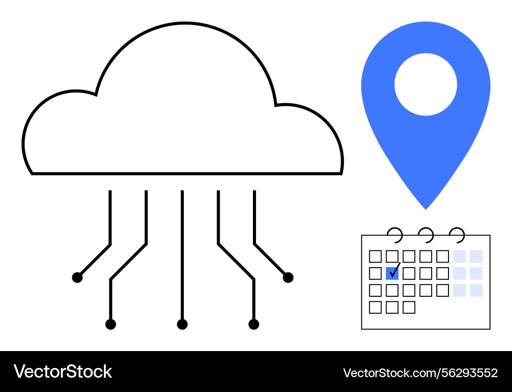 Cloud computing with digital connection lines pin Cloud computing with digital connection lines pin vector image