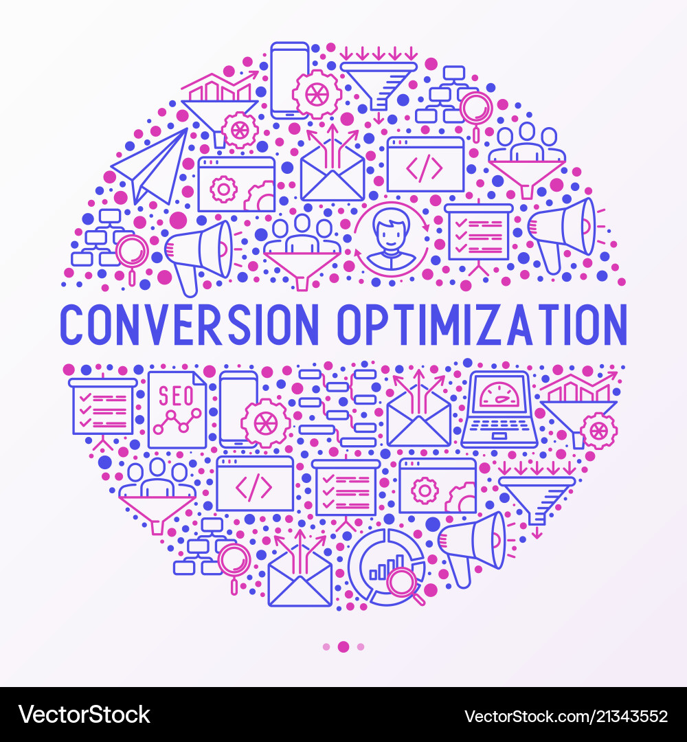 Conversion optimization concept in circle Conversion optimization concept in circle vector image