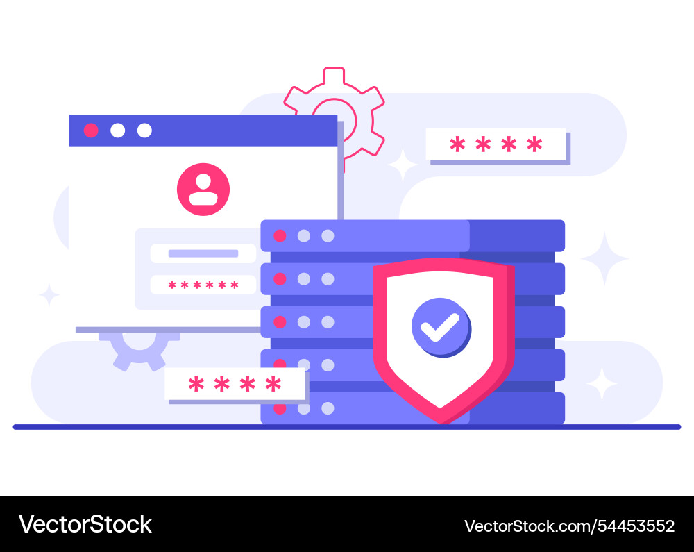 Database protection cyber security data center Database protection cyber security data center vector image
