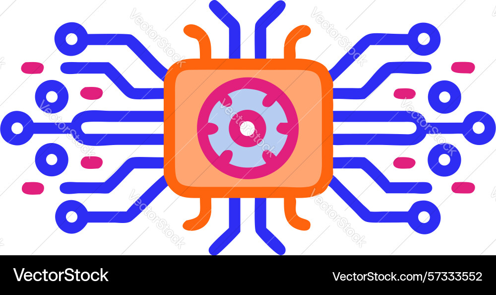 Futuristic circuit board processor icon design vector image