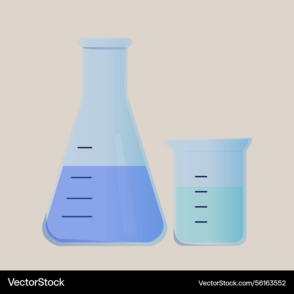 Laboratory flasks with liquid levels Laboratory flasks with liquid levels Vector Image