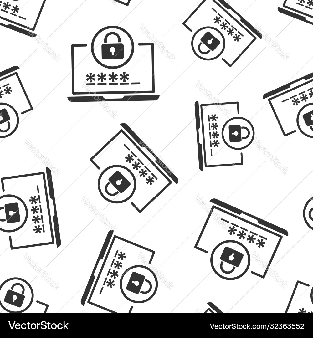 Laptop with password icon in flat style computer vector image