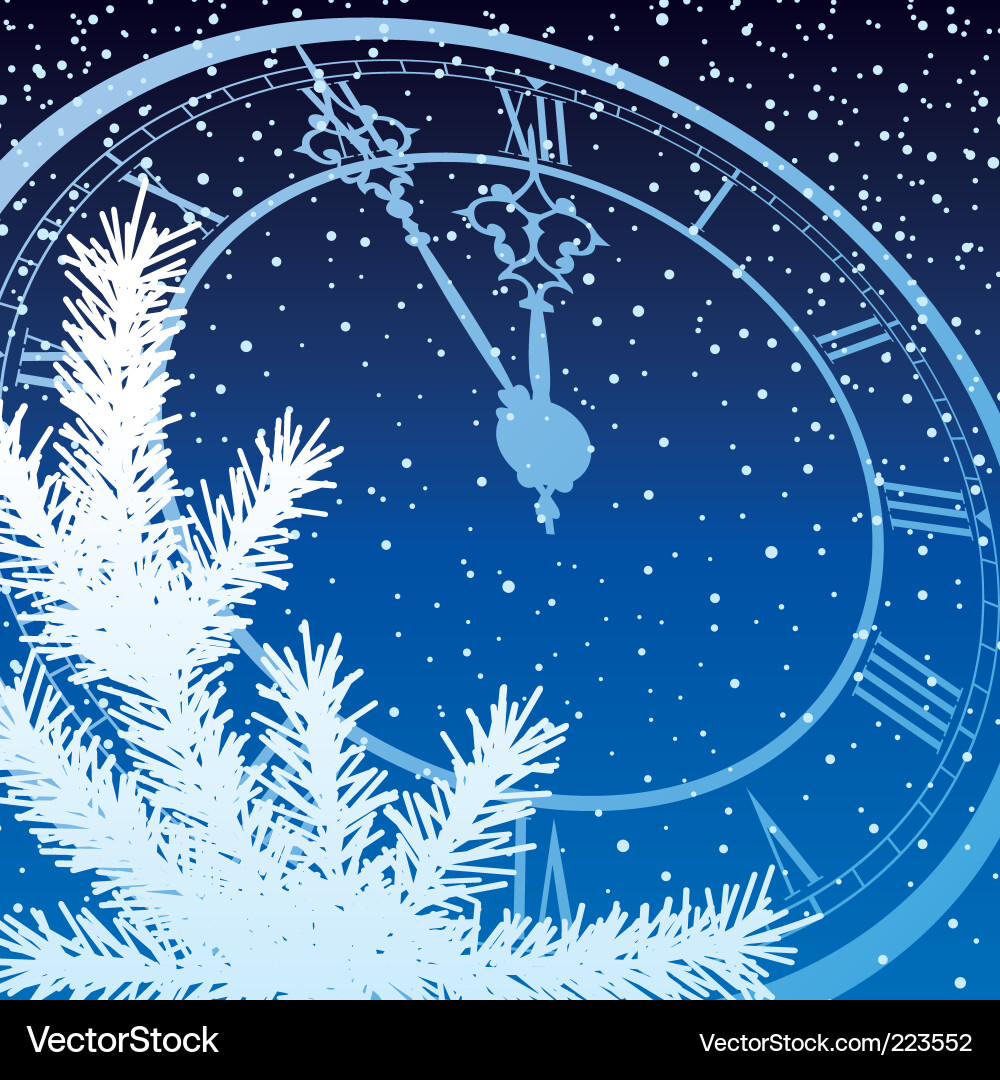 New Year Snowflake Clock Vector Image