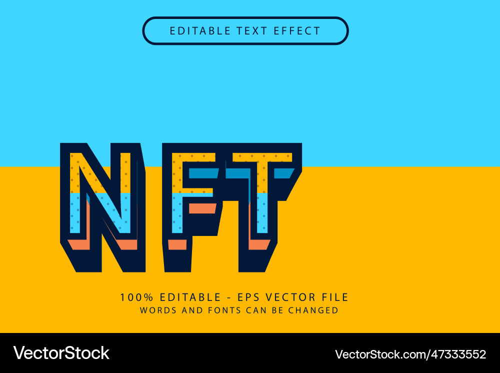 Nft pixel teks 3d text effect and editable Vector Image