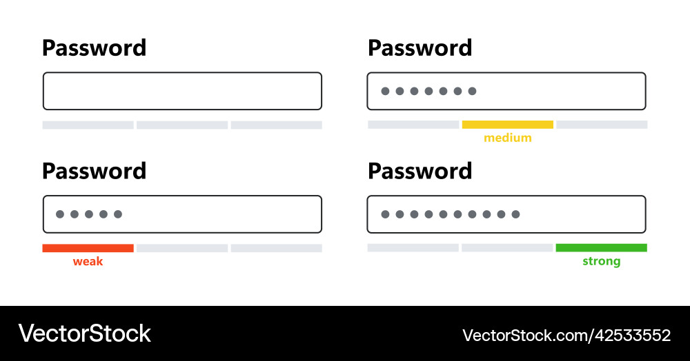 Password weak medium and strong interface Password weak medium and strong interface vector image
