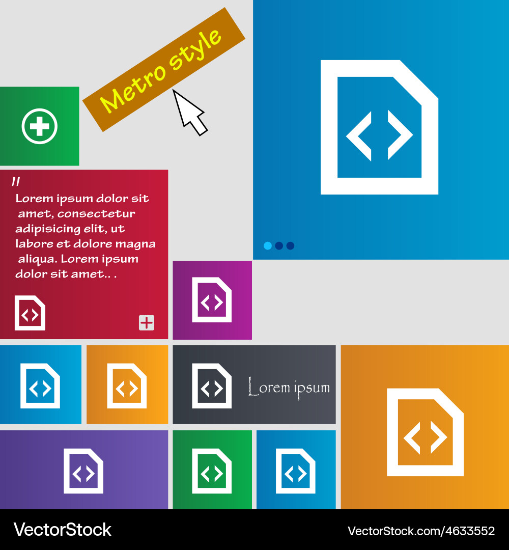 Programming code icon sign metro style buttons Vector Image