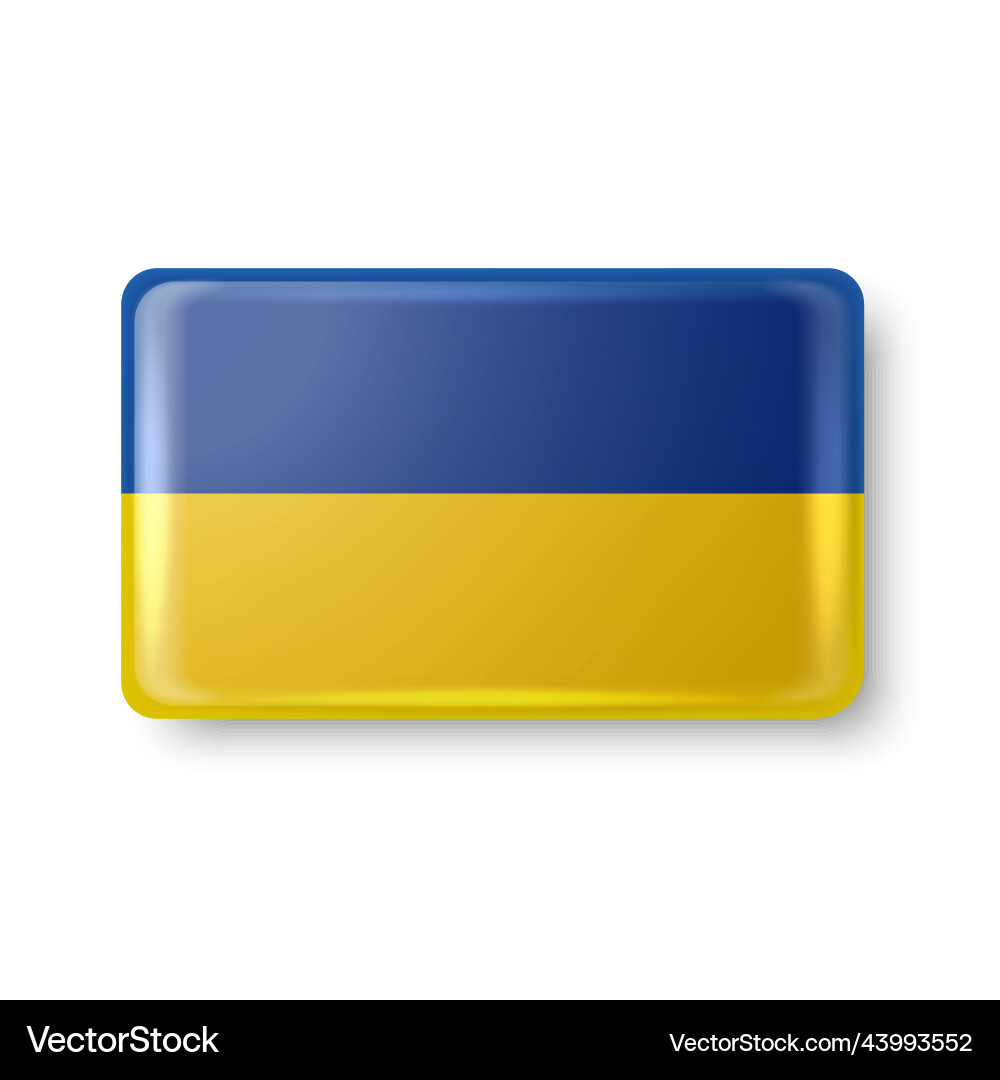 Rectangular button pin badge with ukrainian flag Rectangular button pin badge with ukrainian flag vector image