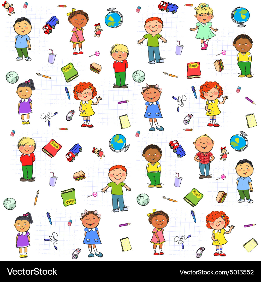 Seamless pattern with kids Royalty Free Vector Image