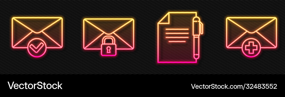 Set line document and pen envelope check mark Vector Image