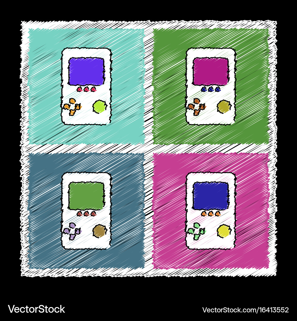 Set of flat shading style icons tetris portable Vector Image
