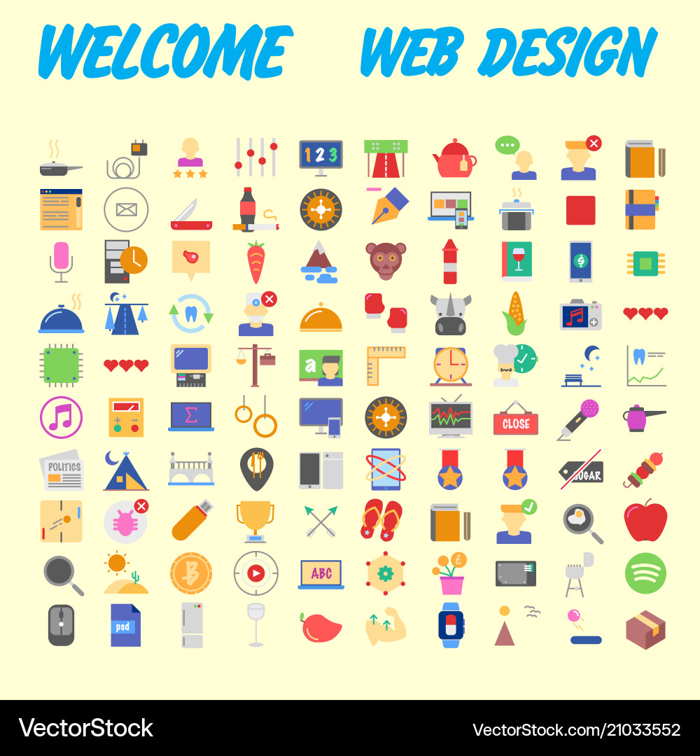 Set of multicolored icons for your design Set of multicolored icons for your design vector image