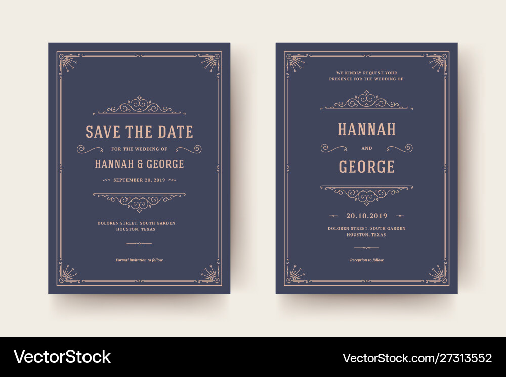 Wedding invitation and save date cards vector image