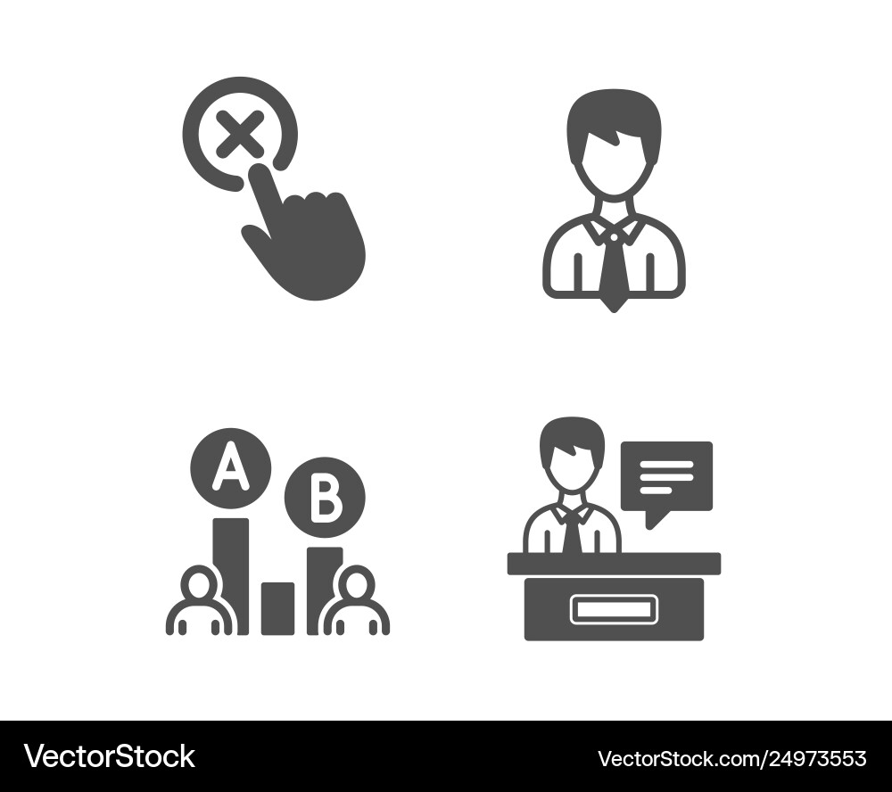 Ab testing reject click and businessman icons Ab testing reject click and businessman icons vector image