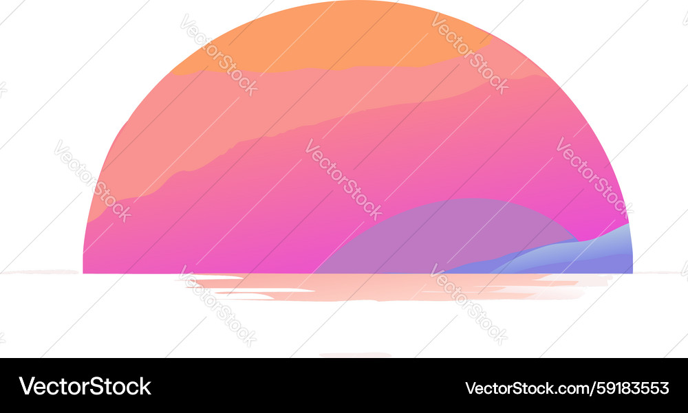 Abstract Sunset Gradient Half Circle Vector Image
