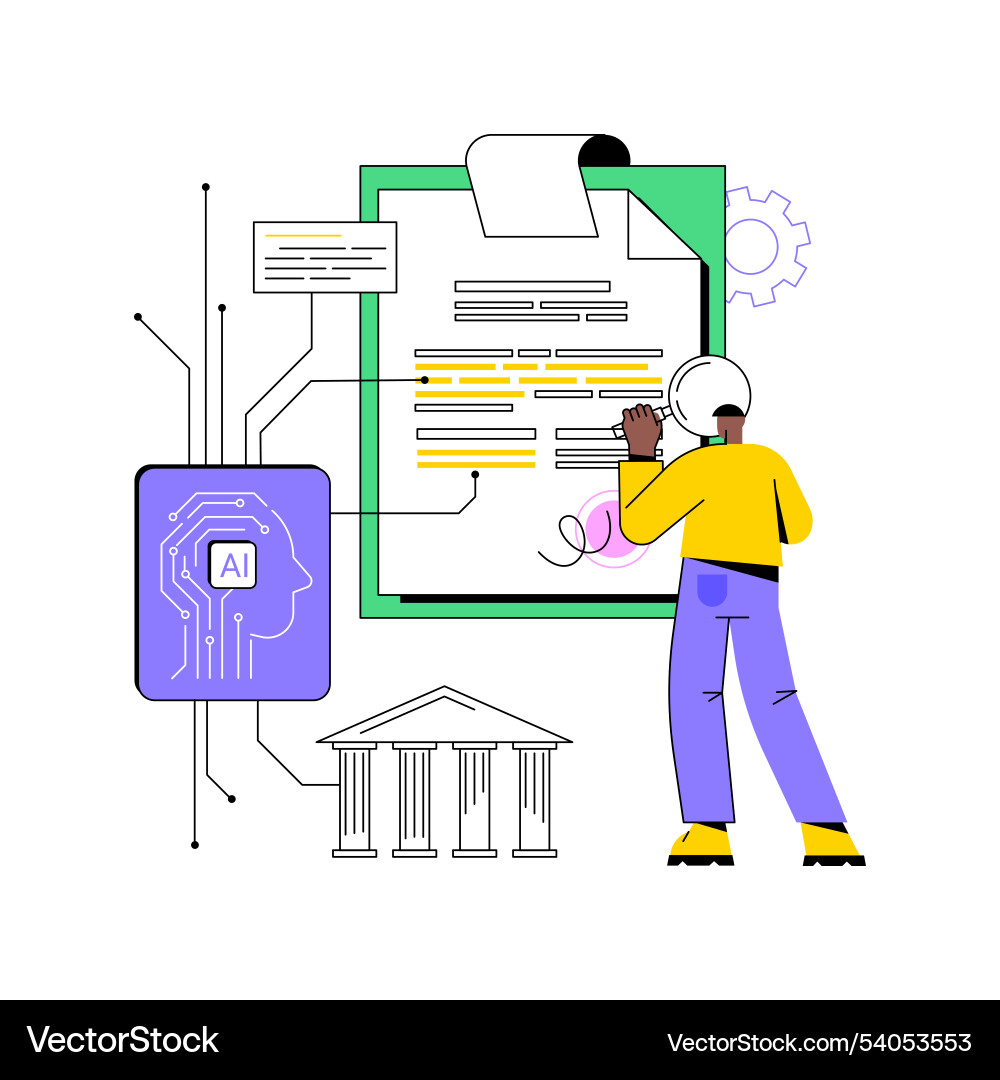 Ai-assisted contract analysis abstract concept Vector Image