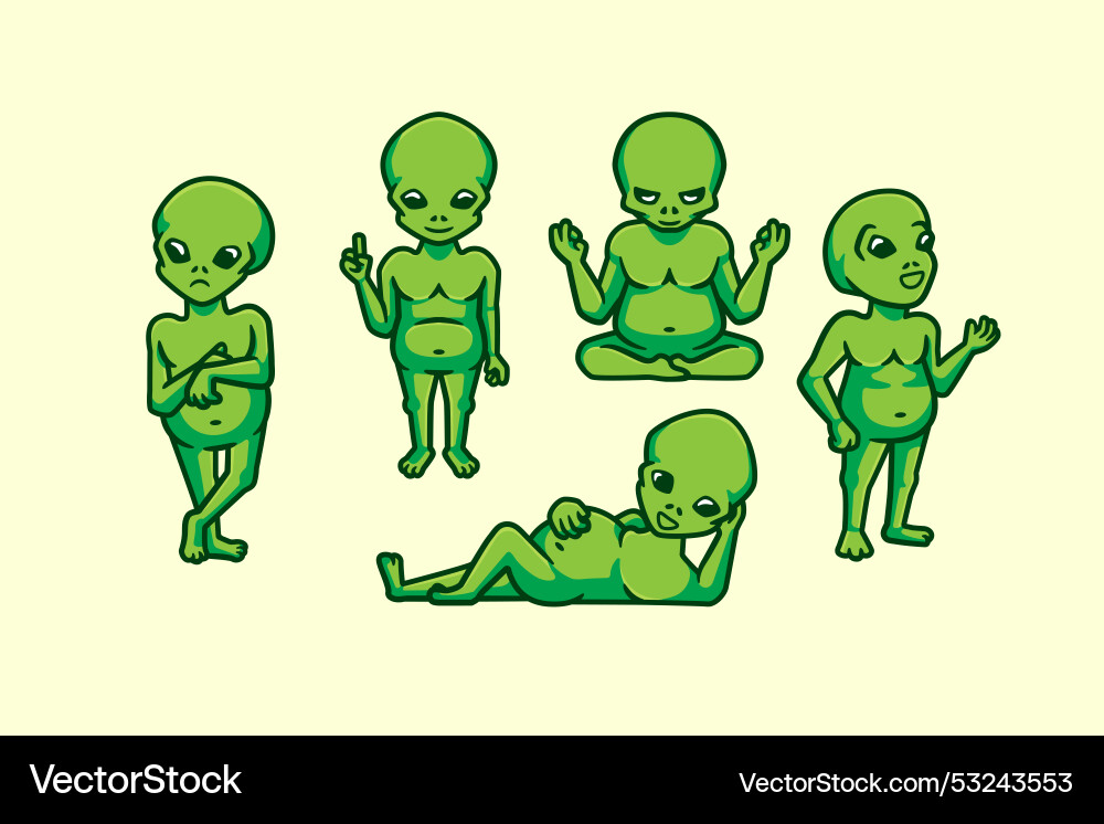 Alien characters have different poses Vector Image